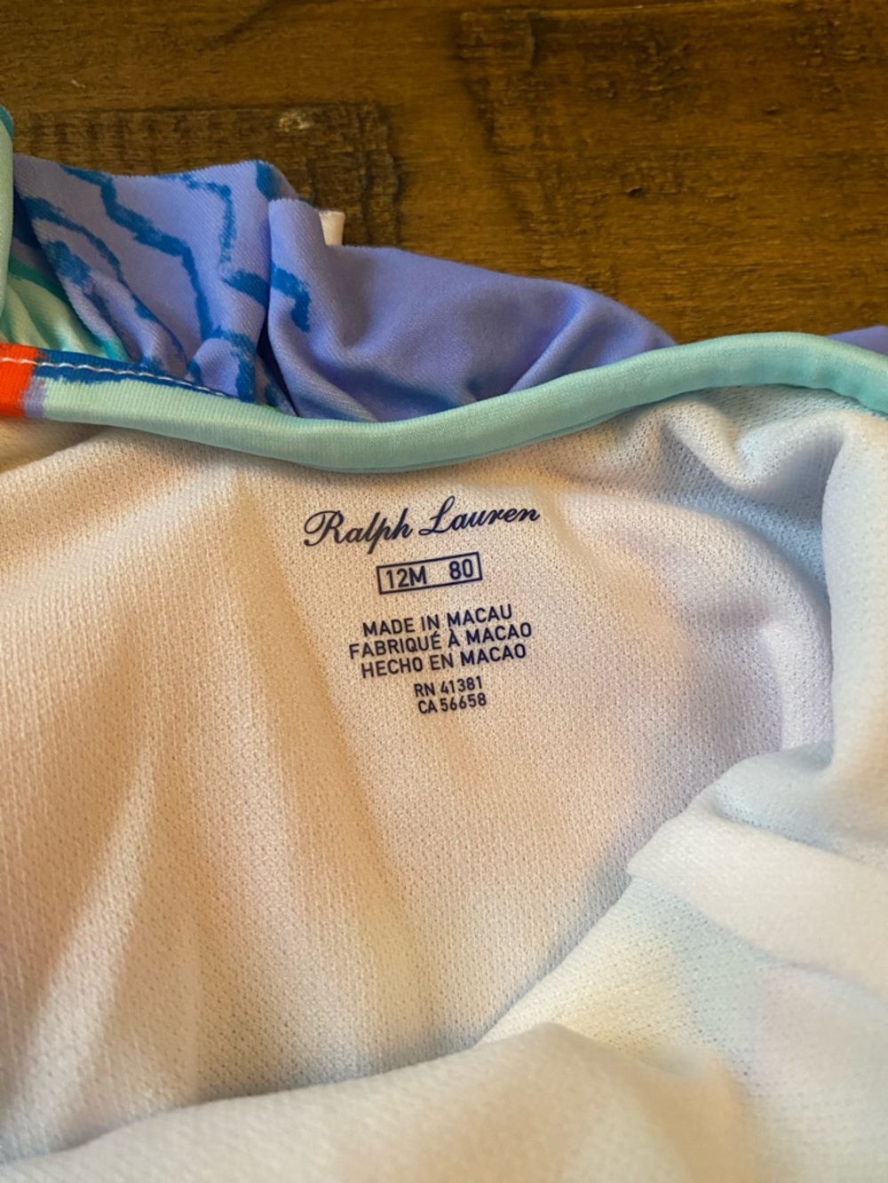 Ralph Lauren Pastel Swim Top in Lavender, Aqua and Coral Trim